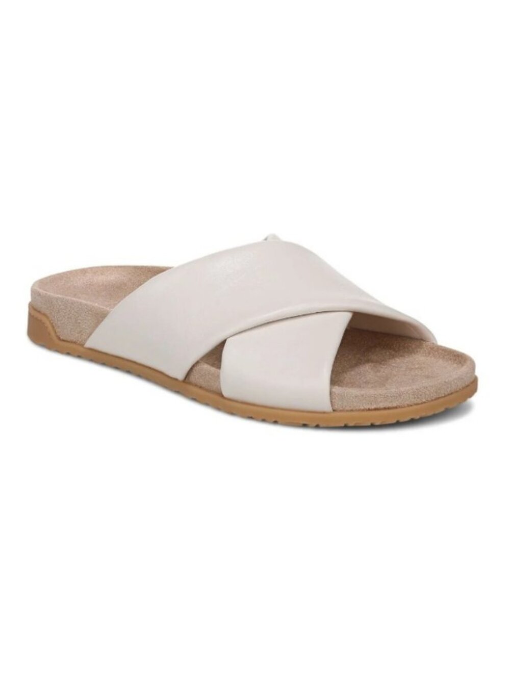 Vionic Women's Etna Orthotic Crossover Slide Sandals - Sea Salt Leather